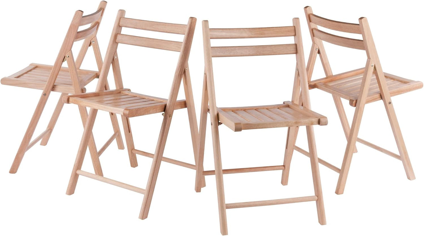 4-PC Folding Chair Set ,Natural Finish, Set of 4, Wood