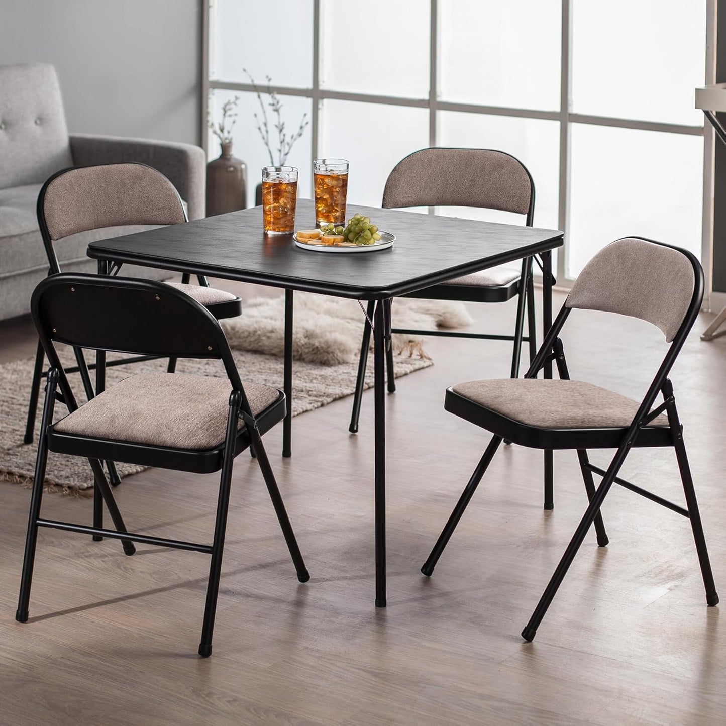 Tubular Steel Frame and Deluxe Fabric Padded Folding Chair in Cinnabar Frame and Fabric Seat and Back 4 Pack
