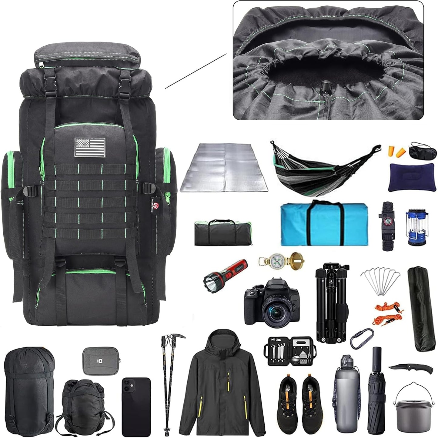 Hiking Backpack for Men 70L/100L Camping Backpack Military Rucksack 3 for Climbing