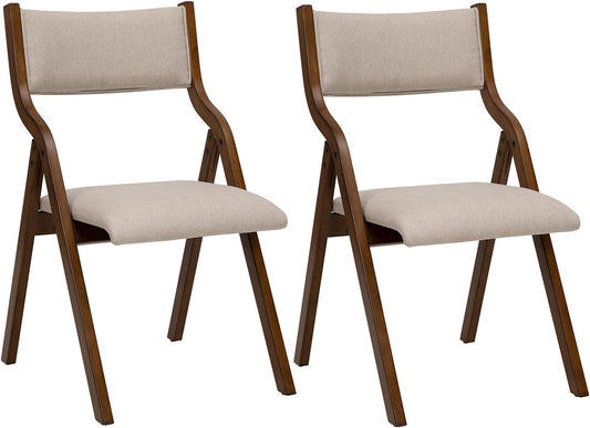 Modern Folding Chairs Folding Dining Room Chairs Set of 2, 18" Seat Height, Taupe