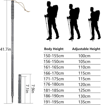 Hiking Pole Detachable Lightweight for Hiking Stick Walking Pole for Man Women