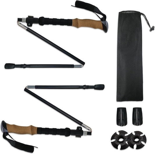 Collapsible Hiking Poles 2pc，Adjustable, Lightweight Trekking Poles 7075 Aluminium Alloy，Metal Flip Locks&Eva Foam Grips for Men Women