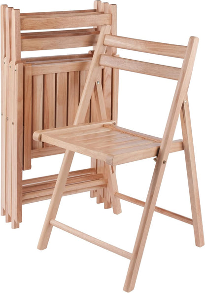 4-PC Folding Chair Set ,Natural Finish, Set of 4, Wood
