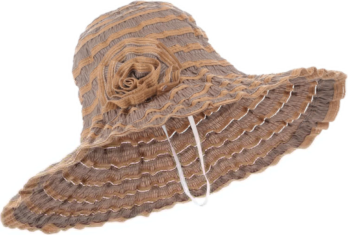 Women Ruffled Sun Hat Foldable Beach Hat Floppy Lace Wide Brim Cap Summer UV Protection Travel Garden Outdoor