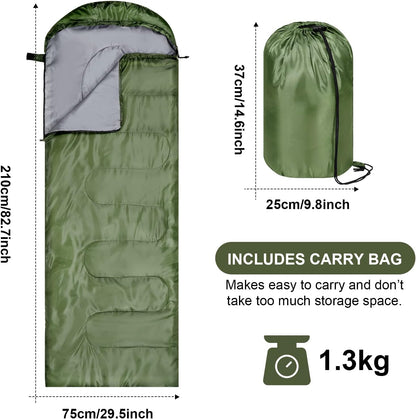 2 Pcs Camping Sleeping Bag for Adults, Lightweight Packable Waterproof Camping Gear Equipment to Keep Warm for Spring Summer Fall Indoor Outdoor Backpacking Hiking Travel