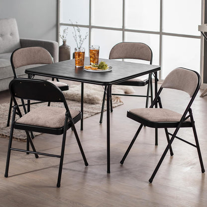 Tubular Steel Frame and Deluxe Fabric Padded Folding Chair in Cinnabar Frame and  Fabric Seat and Back 4 Pack