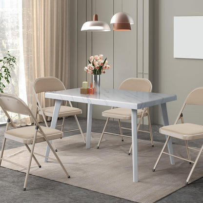 Folding Chairs with Padded Seats, Metal Frame with Fabric Seat & Back, Capacity 350 lbs, Khaki, Set of 6