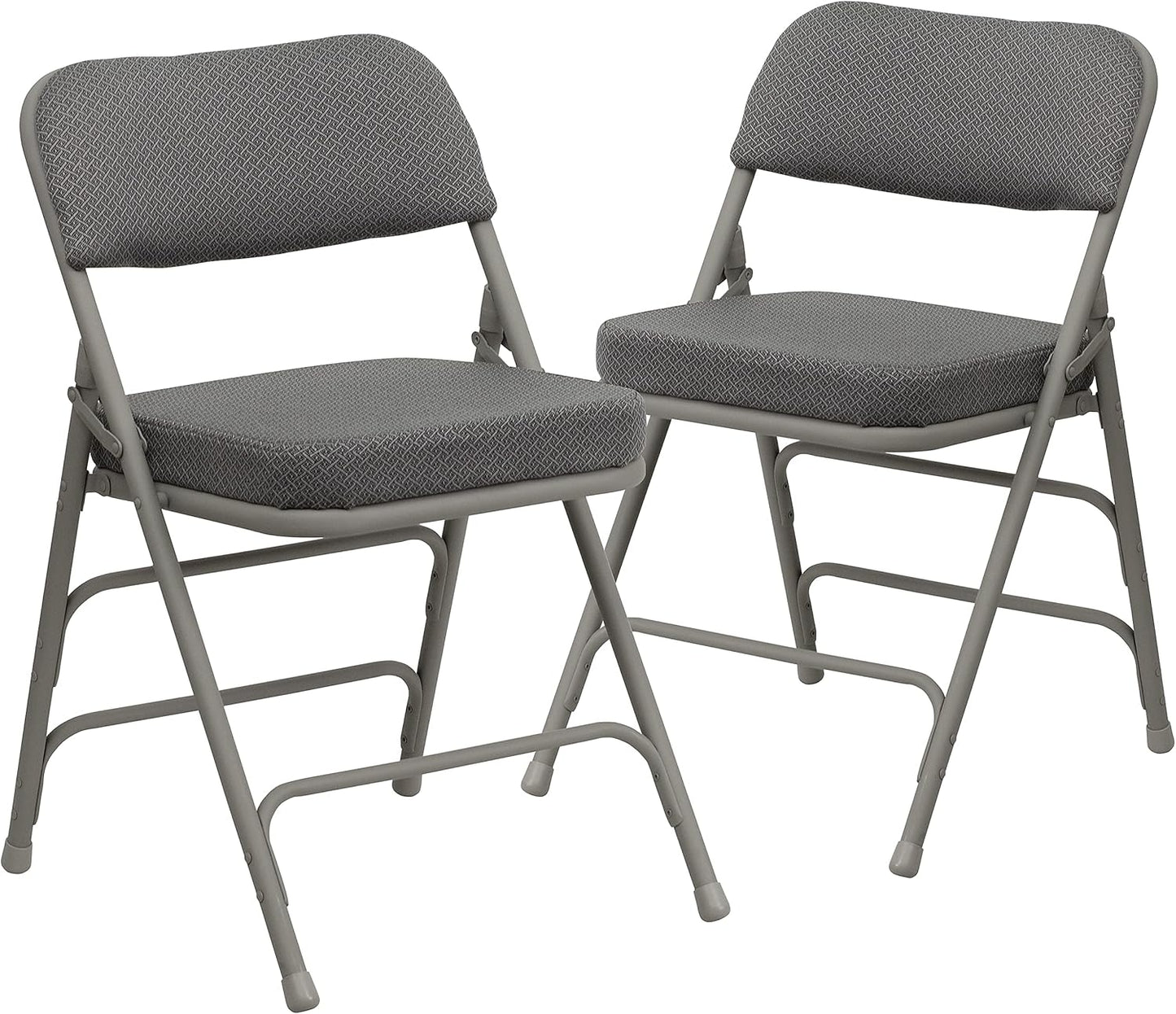 2 Pack  Series Premium Curved Triple Braced & Double Hinged Gray Fabric Metal Folding Chair